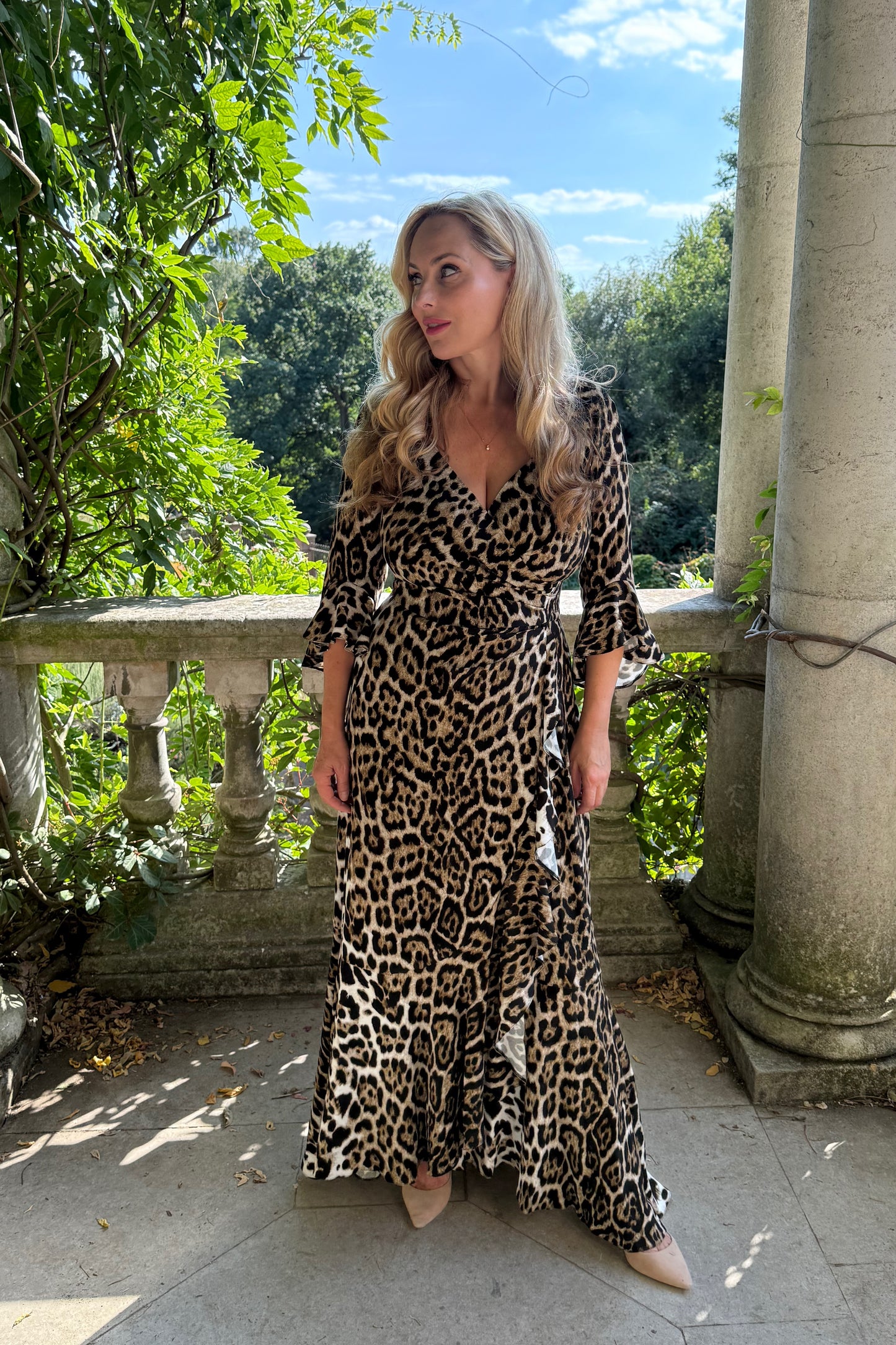 NOW IN 'Stevie' Luxe Ruffle Dress in Leopard