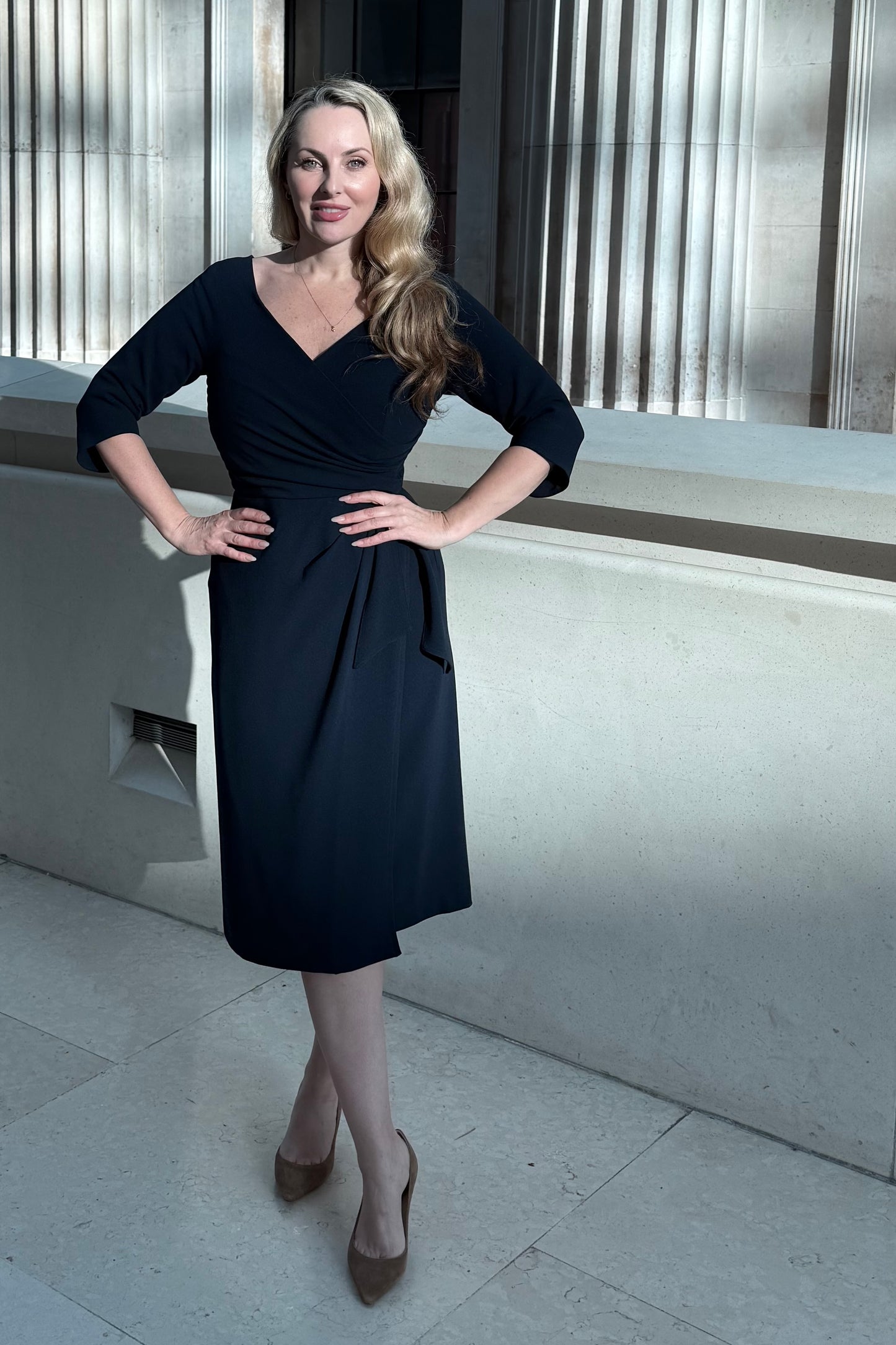 New Season - The Cliveden Swing Coat in a Navy Crepe - Sold out size 1 back in stock End February