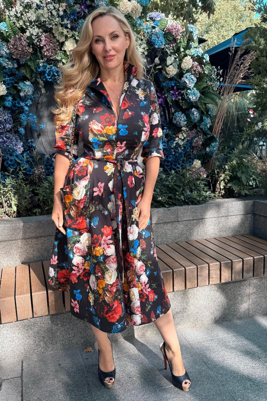 The 'Zip Pocket' Dress in Van Floral Print inspired by the Old Masters