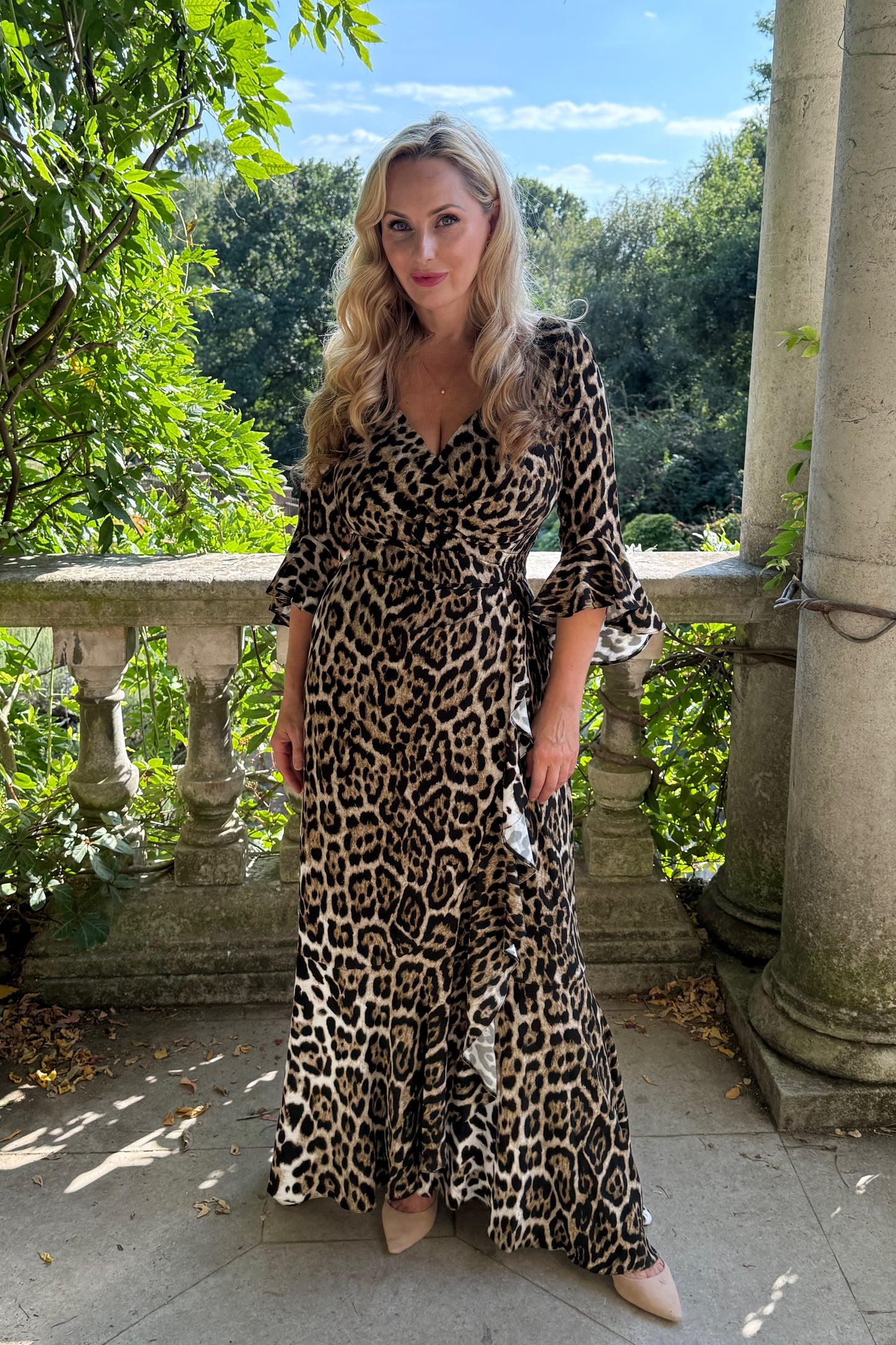 NOW IN 'Stevie' Luxe Ruffle Dress in Leopard
