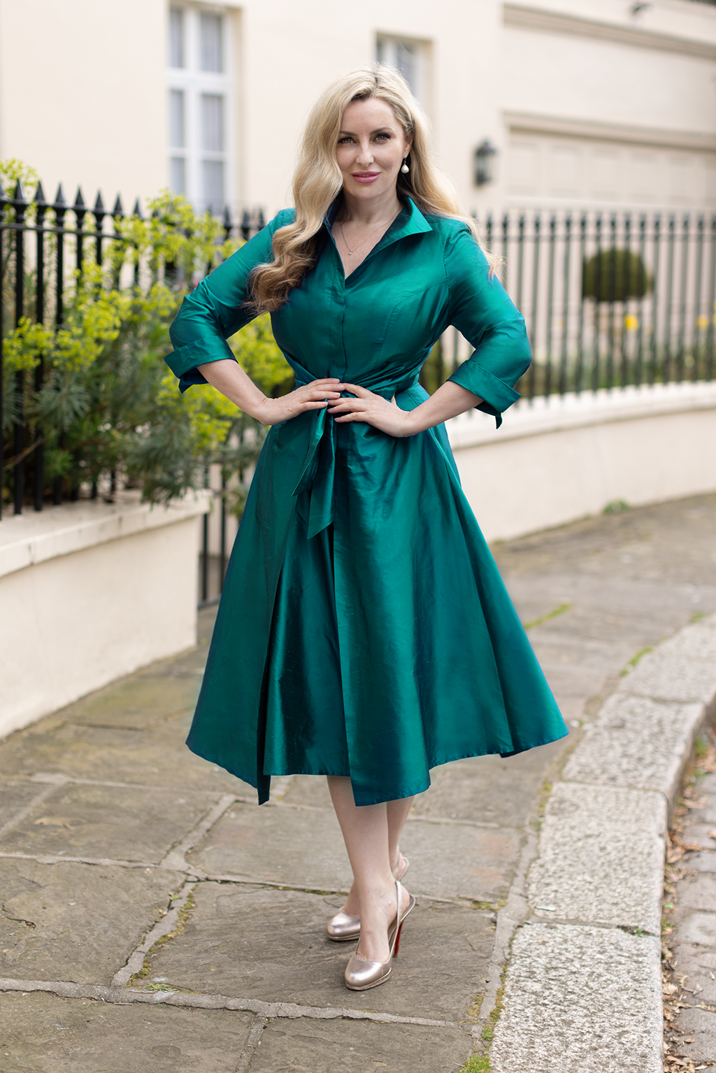 As seen on 'The Split' NEW ARRIVAL 'Grace' Emerald Silk Dupion Dress