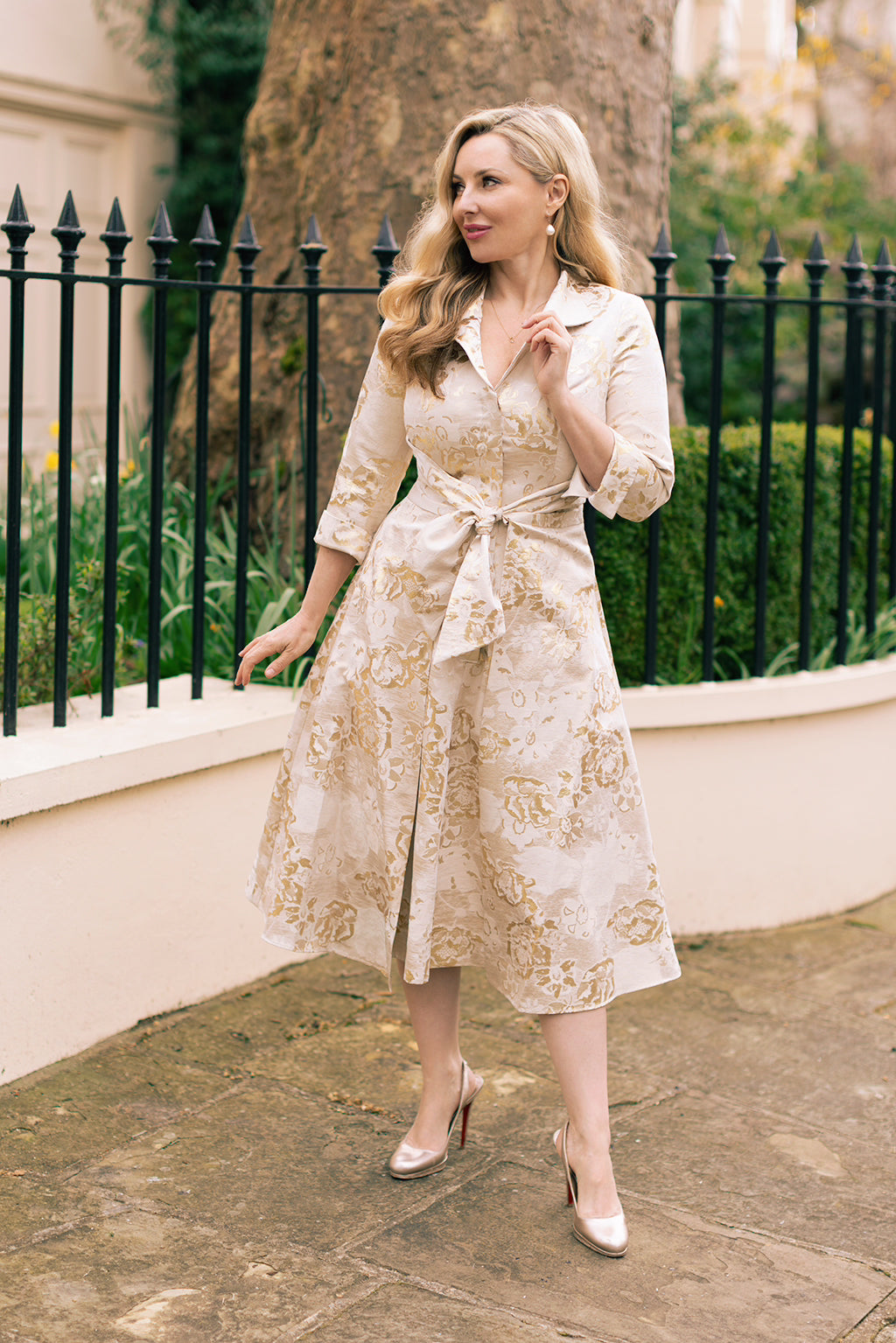 'Grace' Gold and Cream Brocade