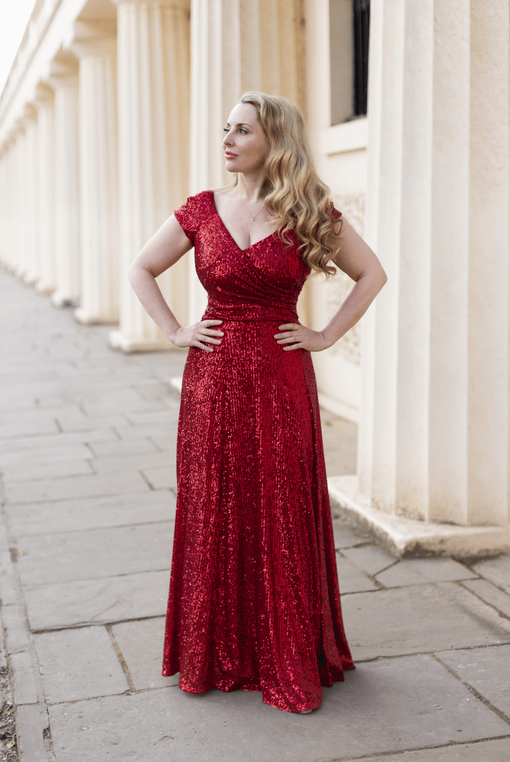 Ruby Red Sequin Swing Gown
