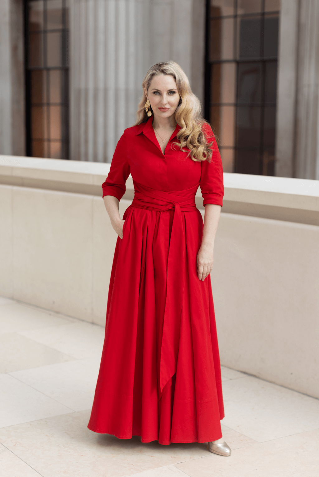 Signature Red Maxi Shirt Dress