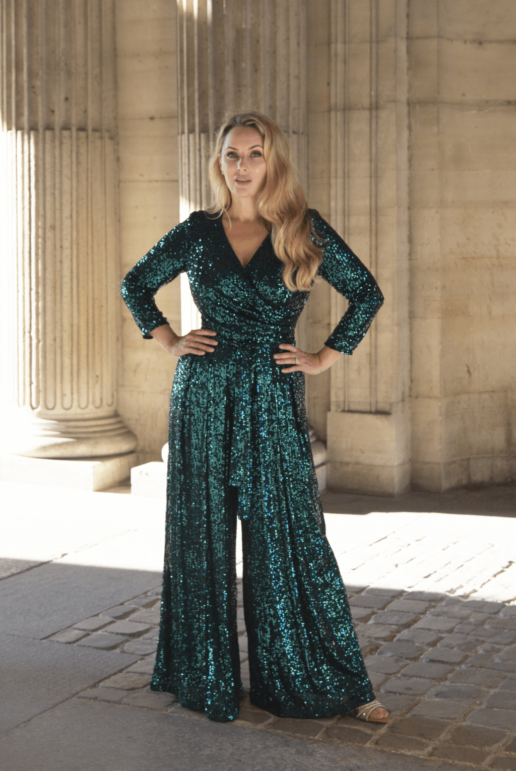 Wide Leg Jumpsuit Dark Green Sequin Katya Wildman Wide Leg Jumpsuit Dark Green Sequin Katya Wildman