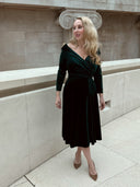 'Confident Swing' dress in Dark Green Velvet