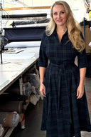 The 'Zip Pocket' Dress in Navy / Green Tartan