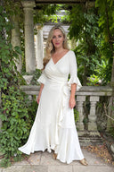 'Stevie' Luxe Ruffle Dress in Pretty White