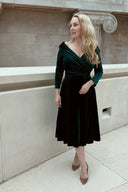 'Confident Swing' dress in Dark Green Velvet