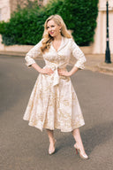 'Grace' Gold and Cream Brocade Dress