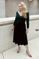 'Confident Swing' dress in Dark Green Velvet