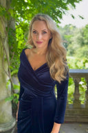'Claridges' Velvet Dress in Navy