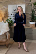 The 'Zip Pocket' Velvet Dress in Navy