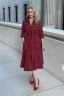 The 'Zip Pocket' Dress in Red Tartan