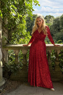 red sequin swing dress Red Sequin Plunge V Backless Mermaid Maxi Dress with Slit Red / 00 / Sequins