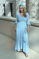 'Stevie' Luxe Ruffle Dress in Pale Blue - Register Interest