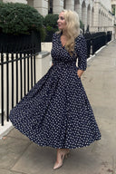 'Suzannah' in Navy Polka Dot