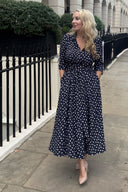 'Suzannah' in Navy Polka Dot