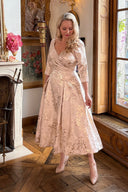 'Confident Swing' dress in Gold Brocade