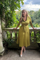 'Grace' Chartreuse Stretch Satin Dress