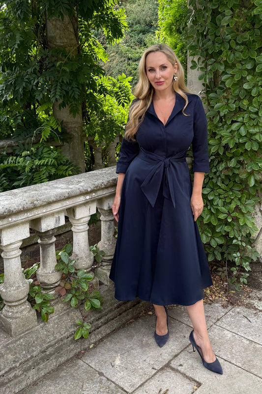 NEW IN - 'Grace' Navy Stretch Cotton
