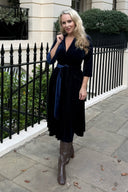 The 'Zip Pocket' Velvet Dress in Navy