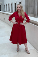 'Grace' Red Stretch Satin Dress