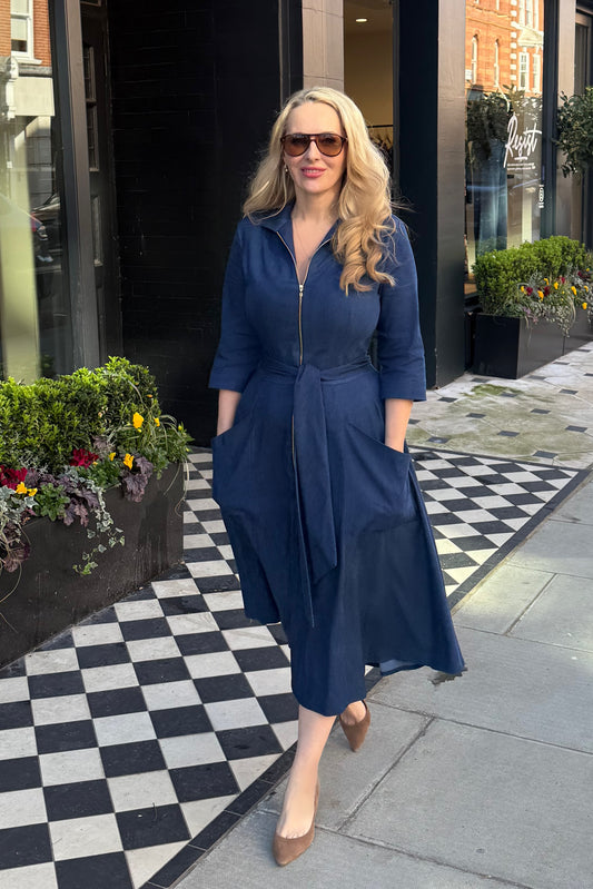 Back in Stock - The 'Zip Pocket' Dress in Super Soft Denim