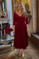 'Confident Swing' dress in Dark Red velvet