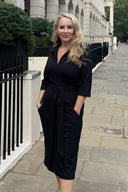 The Straight 'Zip Pocket' Dress in Black Ponte Jersey