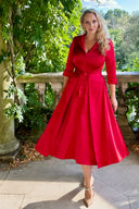 'Grace' Red Stretch Satin Dress