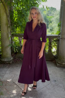 The 'Zip Pocket' Dress in Plum Ponte Jersey  - Ballerina Length