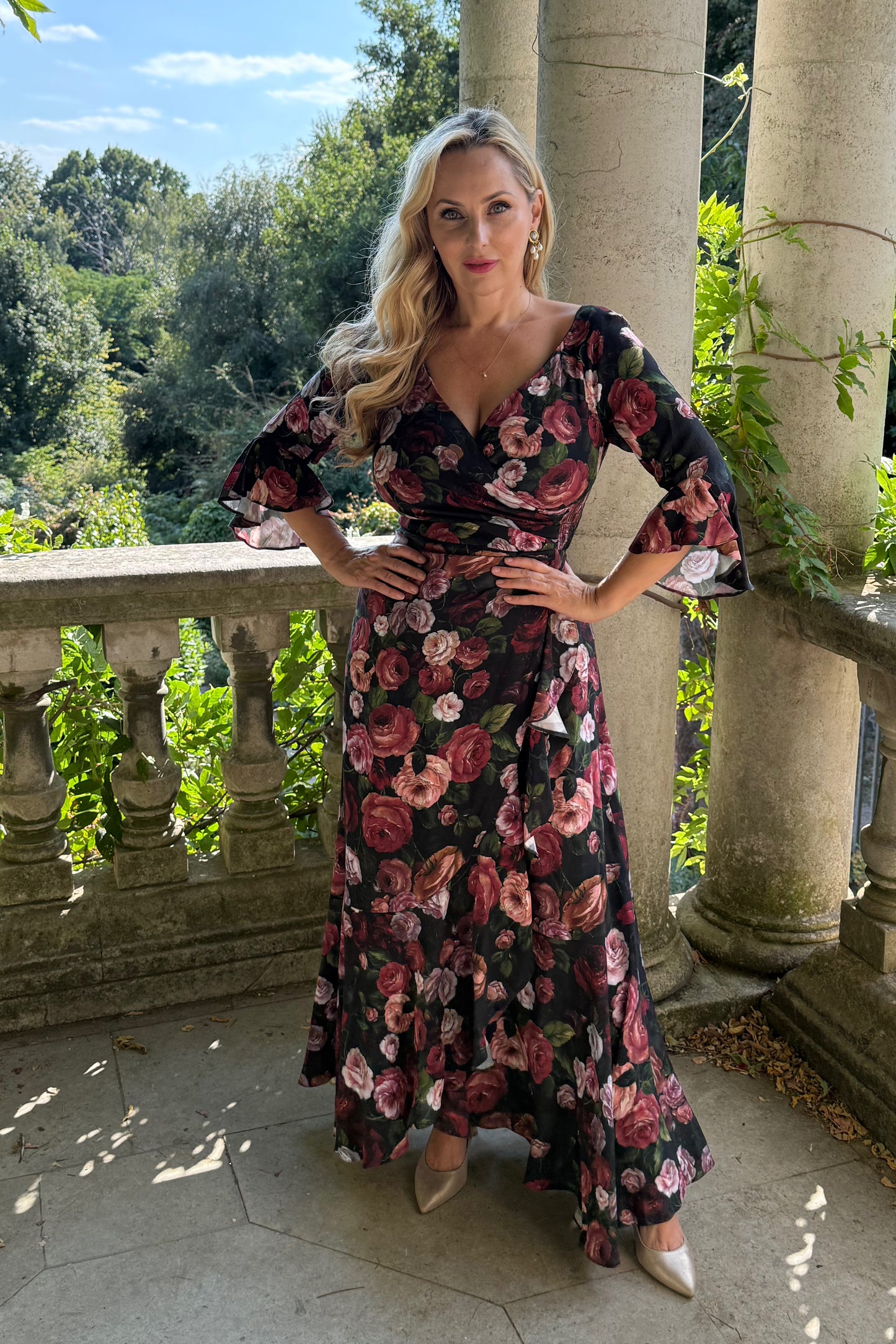 'Stevie' Luxe Ruffle Dress in 'Old Masters' - Size 14 & 16 Back in stock