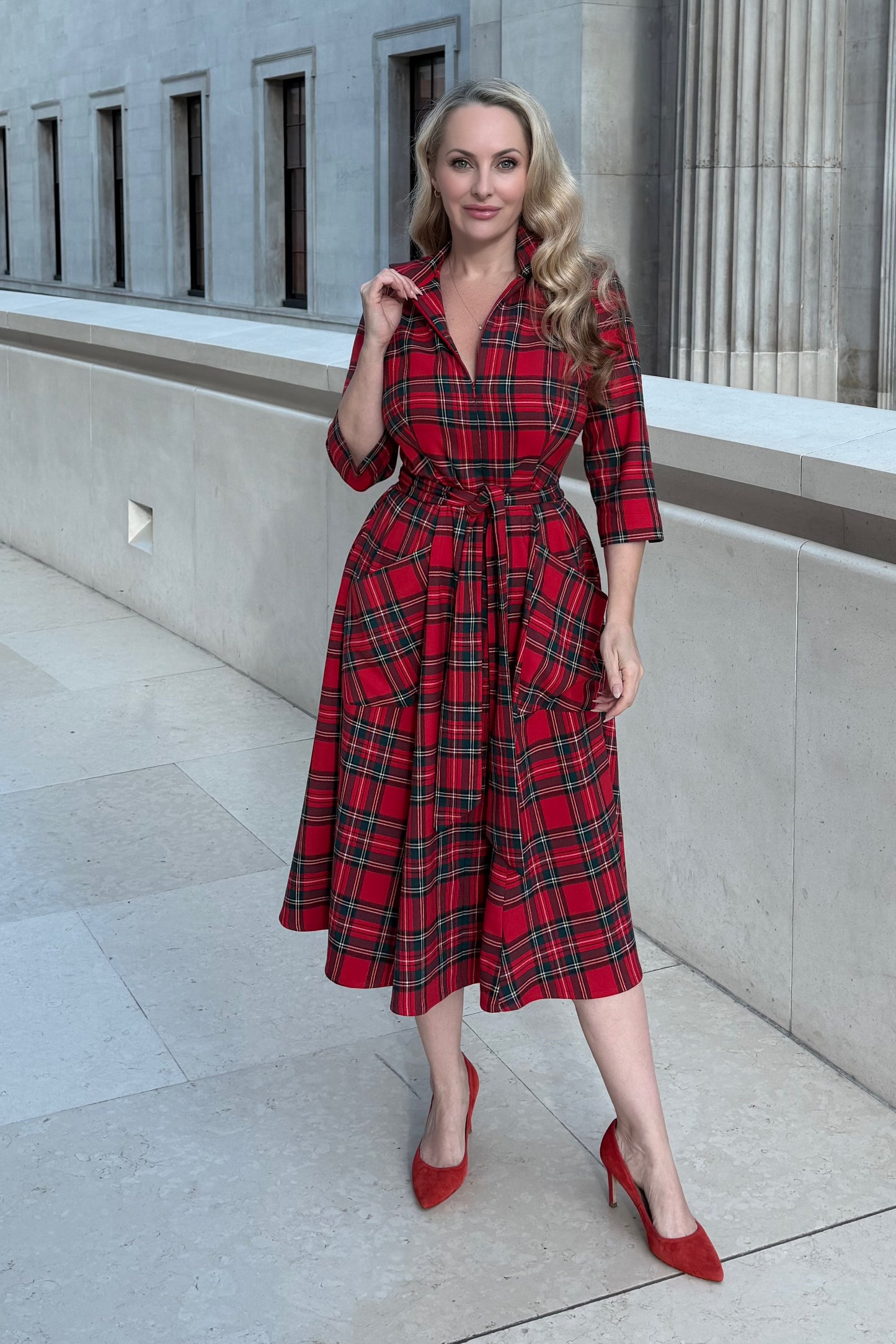 The 'Zip Pocket' Dress in Red Tartan - Sold Out - Pre Order - NEW STOCK  - Despatches between 8th and 10th December
