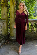 'Claridges' Velvet Dress in Wine