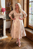 'Confident Swing' dress in Gold Brocade