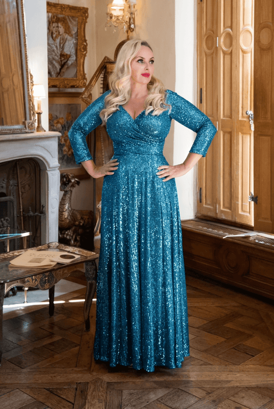 Aqua Sequin Swing Dress