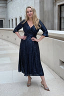 'Coco' Navy Sequin Midi Swing Dress