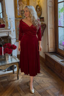 'Confident Swing' dress in Dark Red velvet
