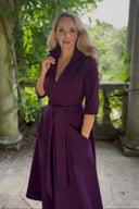 The 'Zip Pocket' Dress in Plum Ponte Jersey  - Ballerina Length