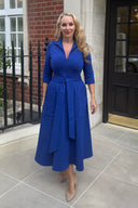 The 'Zip Pocket' Dress in Bright Blue Ponte Jersey  - Ballerina Length - shipping early w/c 28th Sept
