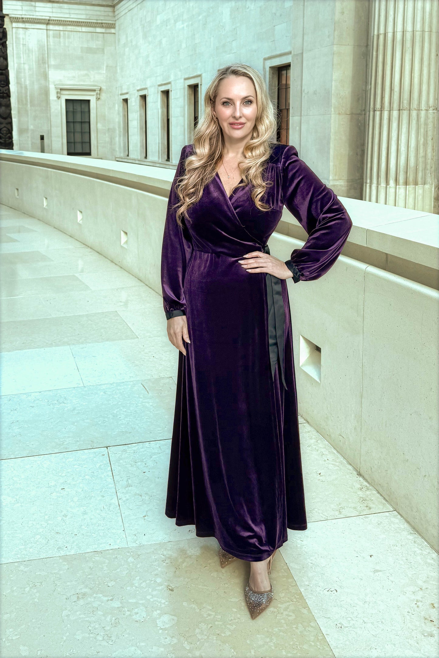 NEW IN - Velvet Wrap Maxi Dress in Purple