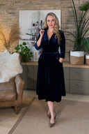 The 'Zip Pocket' Velvet Dress in Navy