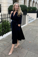 The 'Zip Pocket' Velvet Dress in Navy