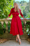'Grace' Red Stretch Satin Dress