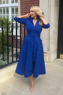 The 'Zip Pocket' Dress in Bright Blue Ponte Jersey  - Ballerina Length - shipping early w/c 28th Sept