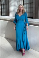 'Stevie' Luxe Ruffle Dress in Lagoon