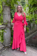'Stevie' Summer Crepe Dress in Coral
