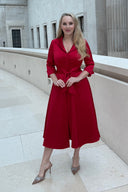 'Grace' Red Stretch Satin Dress