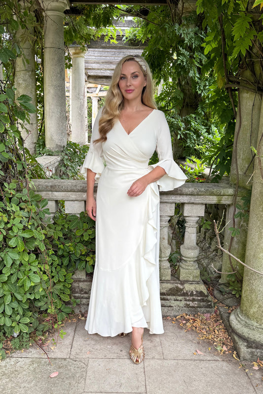 COMING SOON (SEP) - 'Stevie' Luxe Ruffle Dress in Pretty White